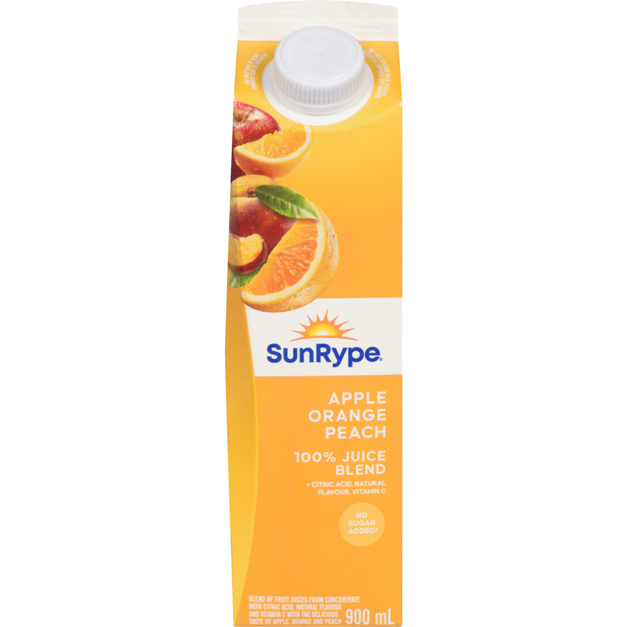 Sunrype 100% Juice Blend, Apple Orange Peach, 900mL