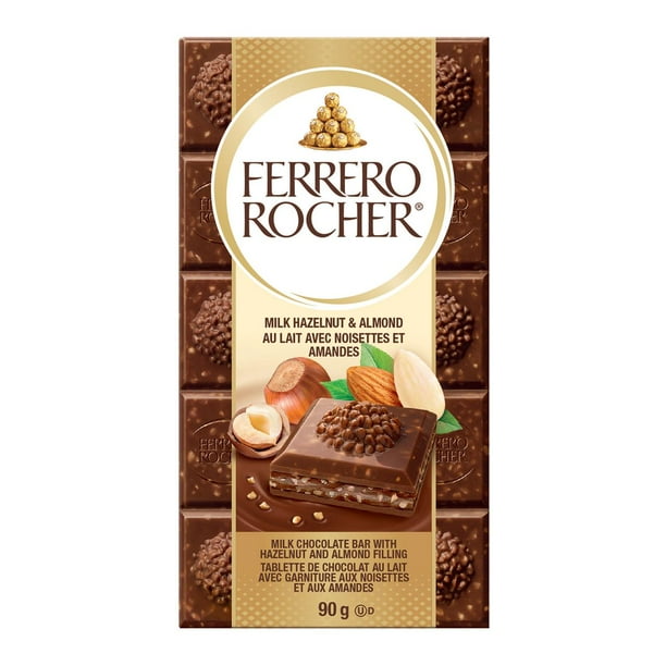 Ferrero Rocher Chocolate Bar, Milk Hazelnut & Almond, 90g