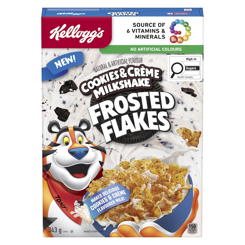Kellogg's Frosted Flakes® Cookies & Creme Milkshake Cereal, 343g