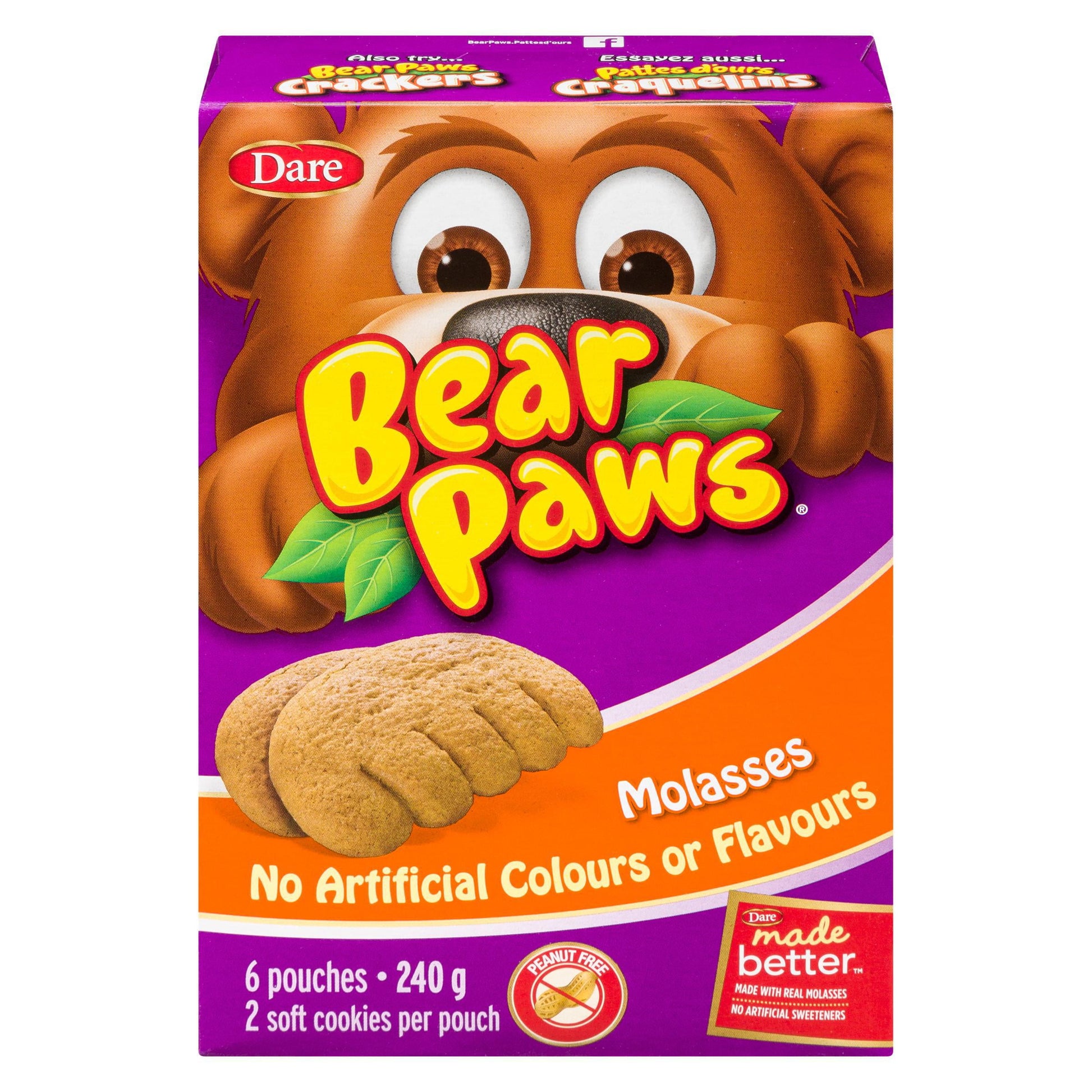 Dare Bear Paws Cookies, Molasses, 240g