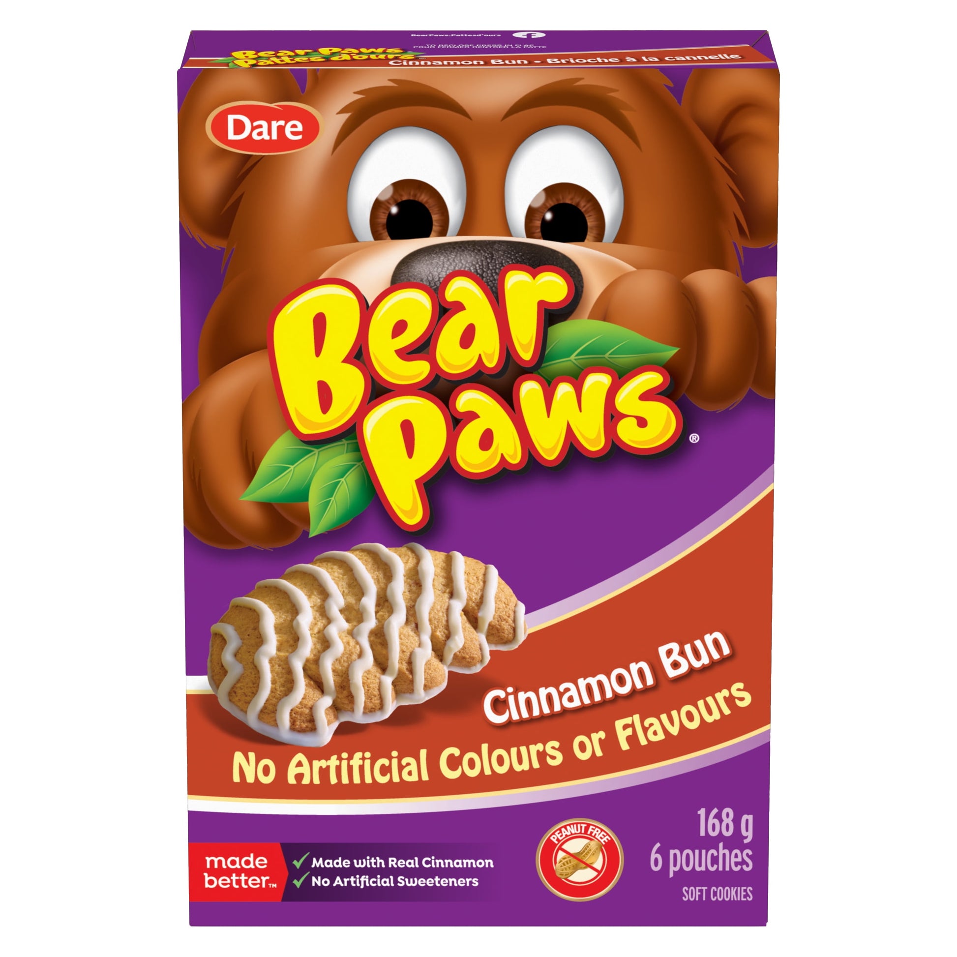 Dare Bear Paws Cookies, Cinnamon Bun, 168g