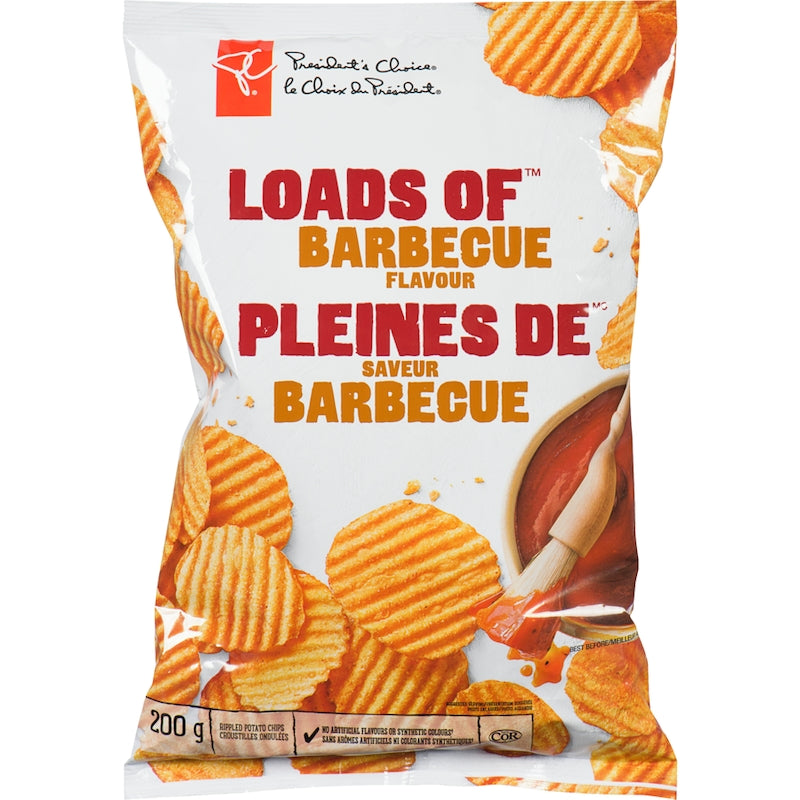 President's Choice Loads of Barbecue Rippled Potato Chips, 200g