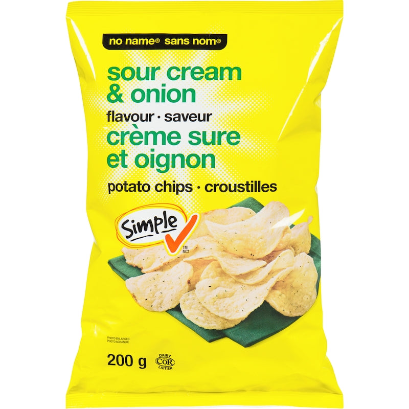 No Name Potato Chips, Sour Cream & Onion, 200g