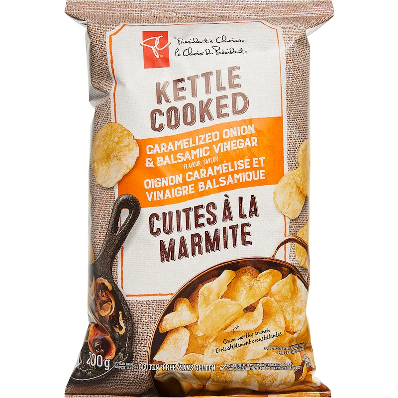 President's Choice Kettle Cooked Chips, Caramelized Onion and Balsamic Vinegar, 200g