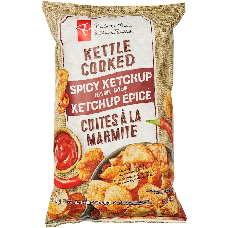 President's Choice Kettle Cooked Chips, Spicy Ketchup, 200g