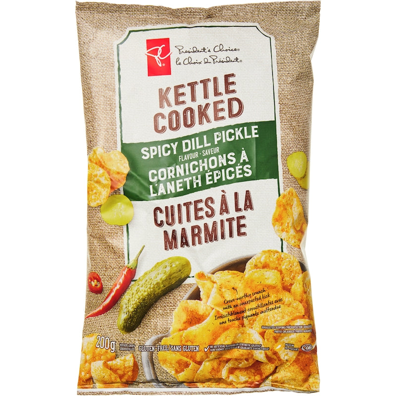 President's Choice Kettle Cooked Chips, Spicy Dill Pickle, 200g