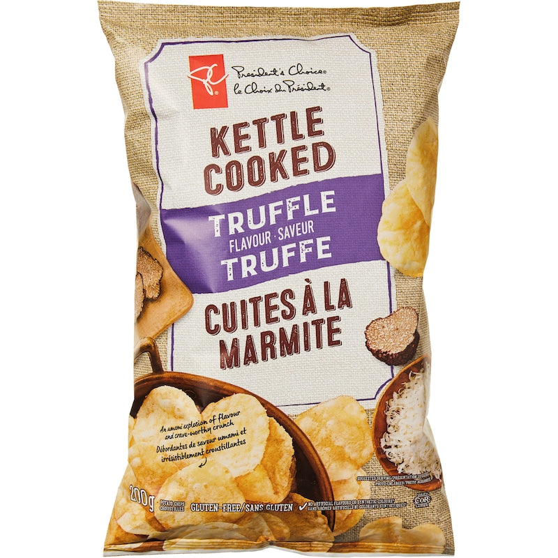 President's Choice Kettle Cooked Chips, Truffle, 200g