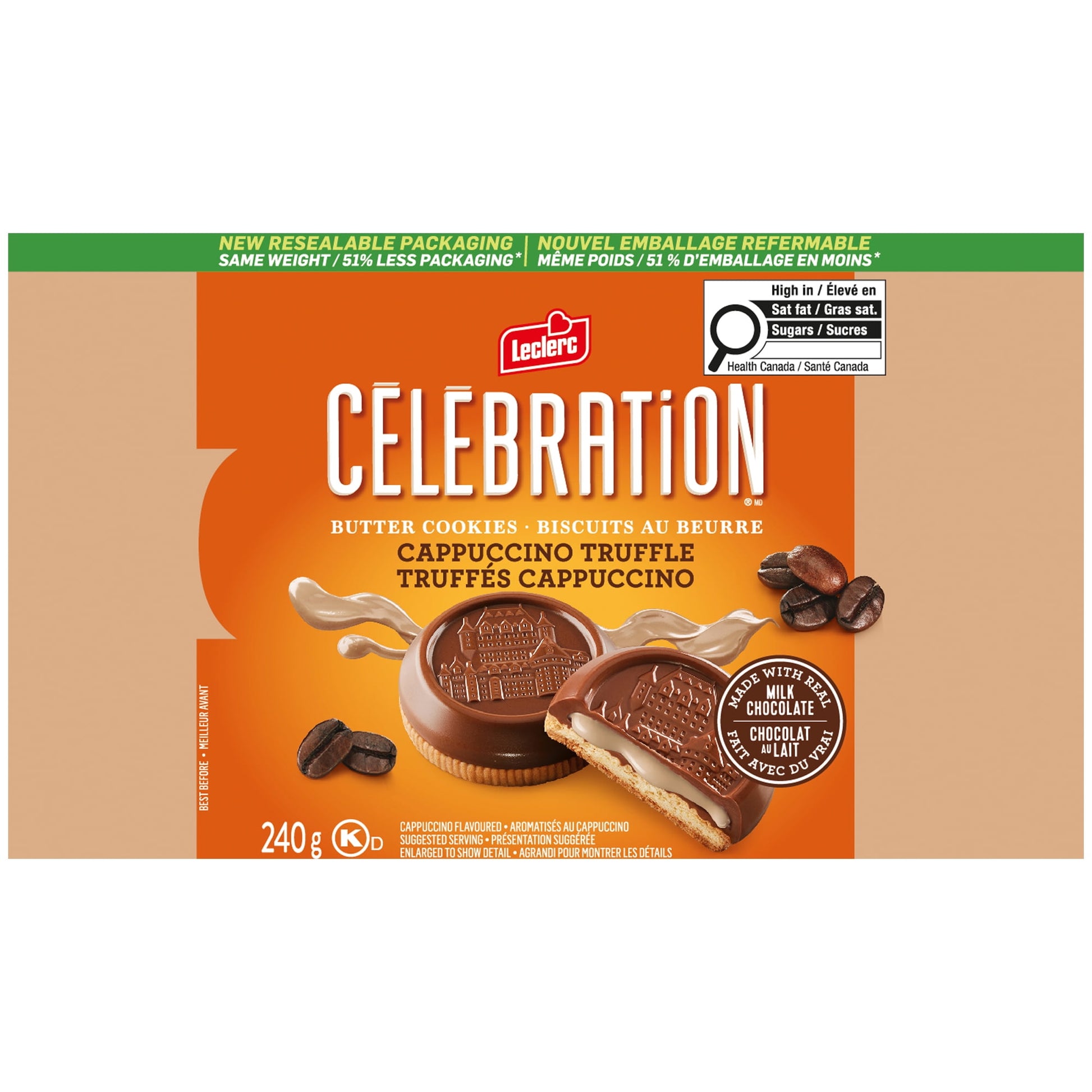Leclerc Celebration Butter Cookies, Cappuccino Truffle, 240g