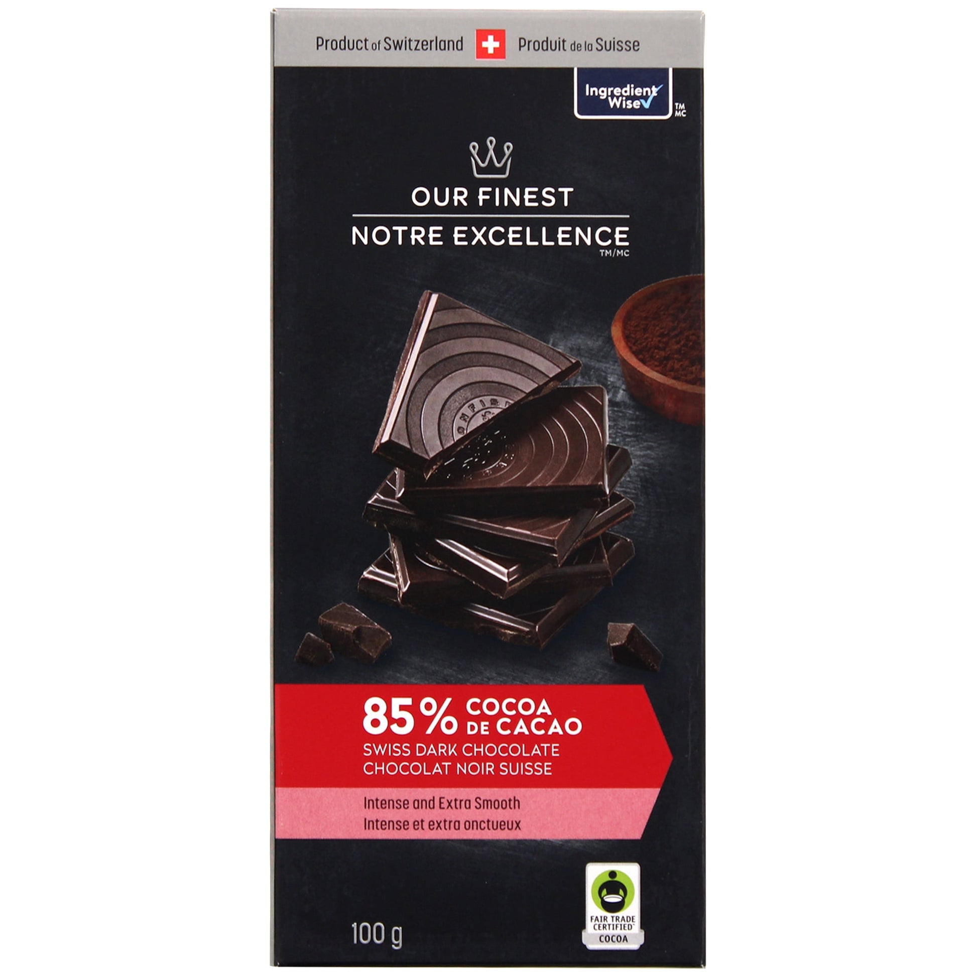 Our Finest Swiss Dark Chocolate 85% Cocoa, 100g
