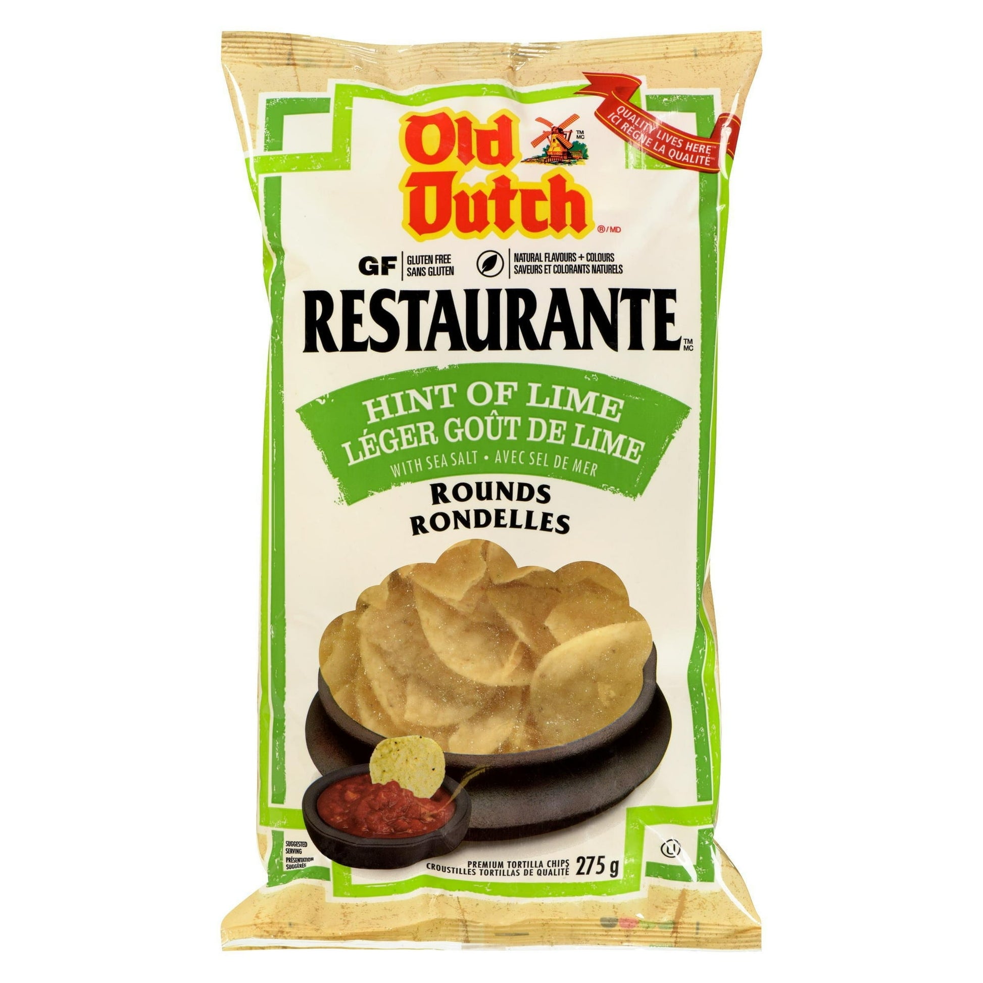 Old Dutch Restaurante Hint of Lime with Sea Salt, 275g