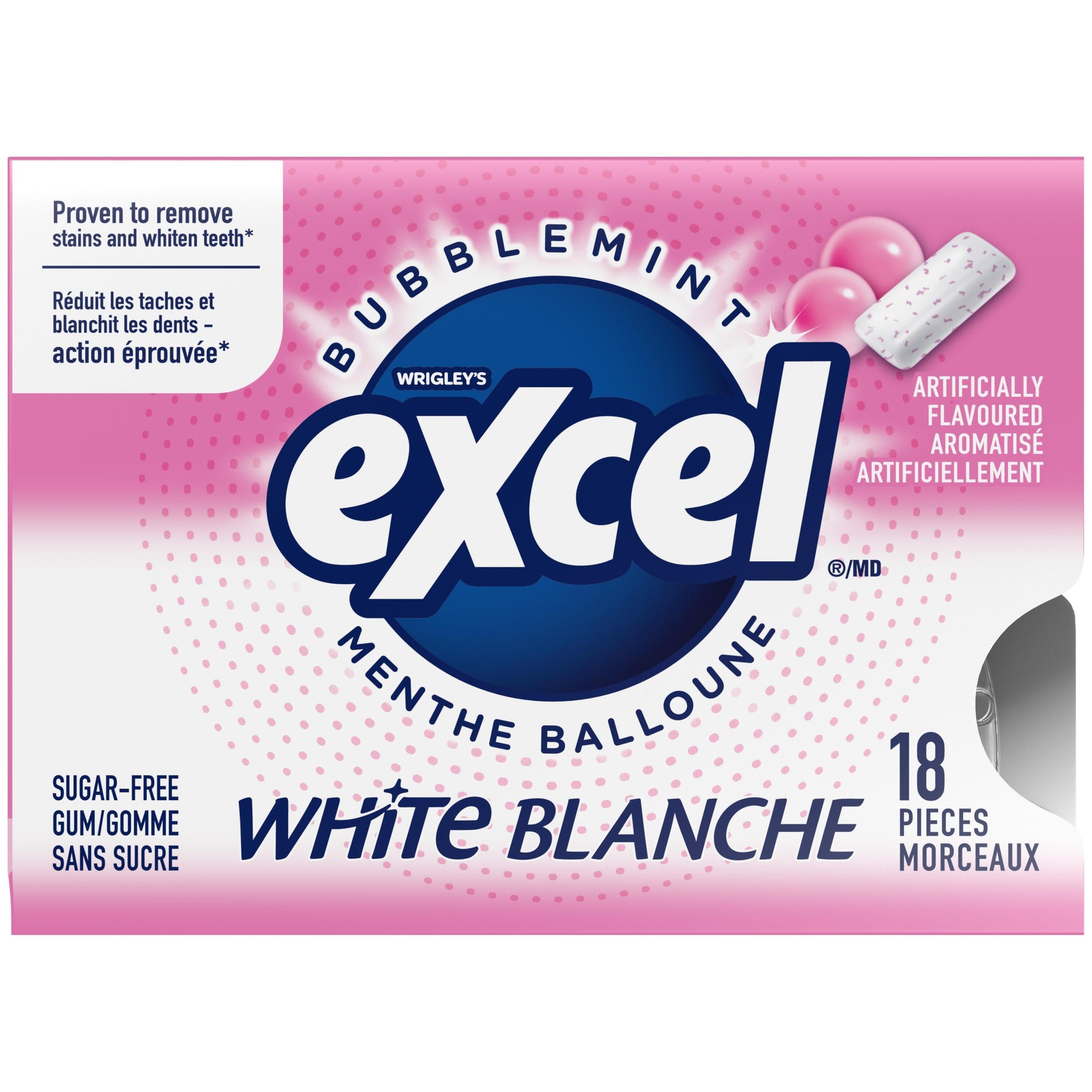 Excel Gum, White Bubblemint, 18 pieces