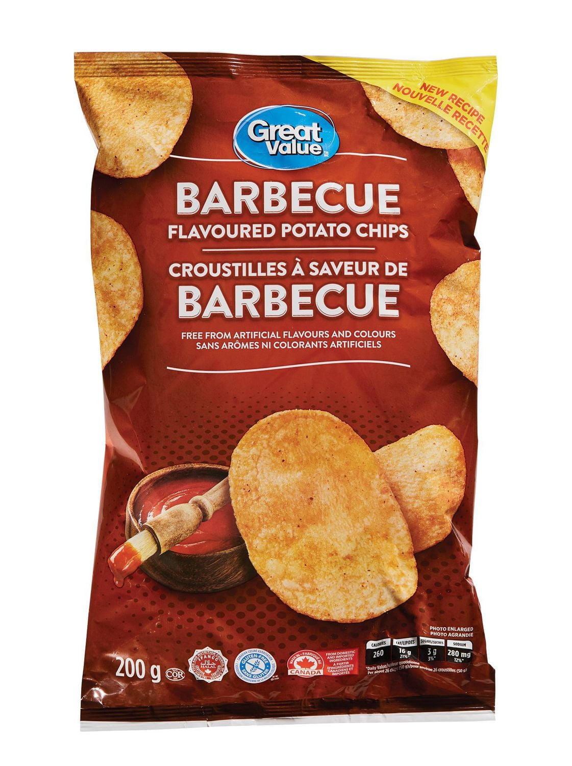 Great Value Canada Potato Chips, Barbecue, 200g