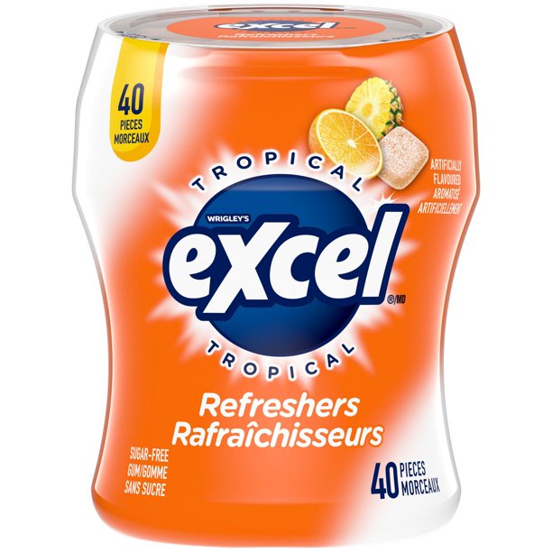 Excel Gum, Refreshers Tropical, 40 pieces