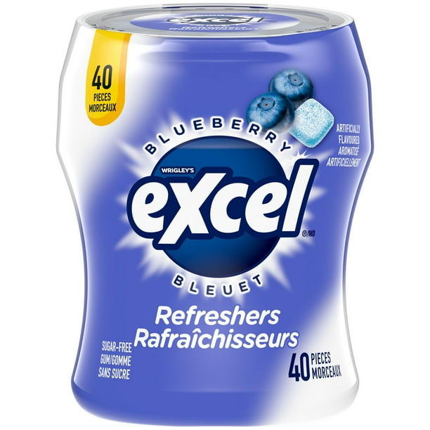 Excel Gum, Refreshers Blueberry, 40 pieces