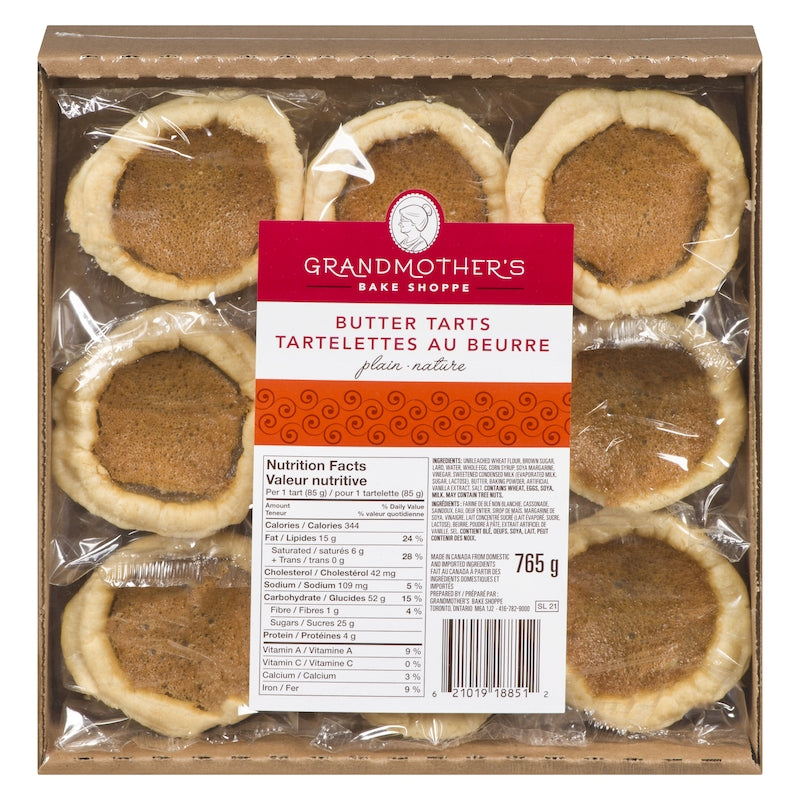 Grandmother's Bake Shoppe Butter Tarts, Plain, 765g