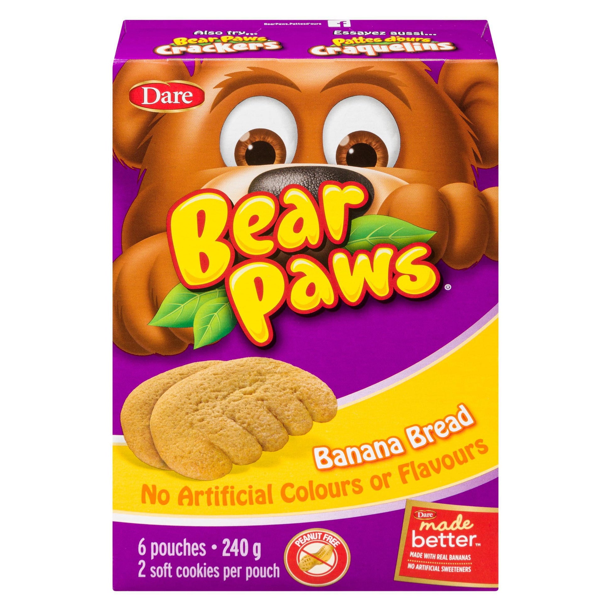 Dare Bear Paws Cookies, Banana Bread, 240g