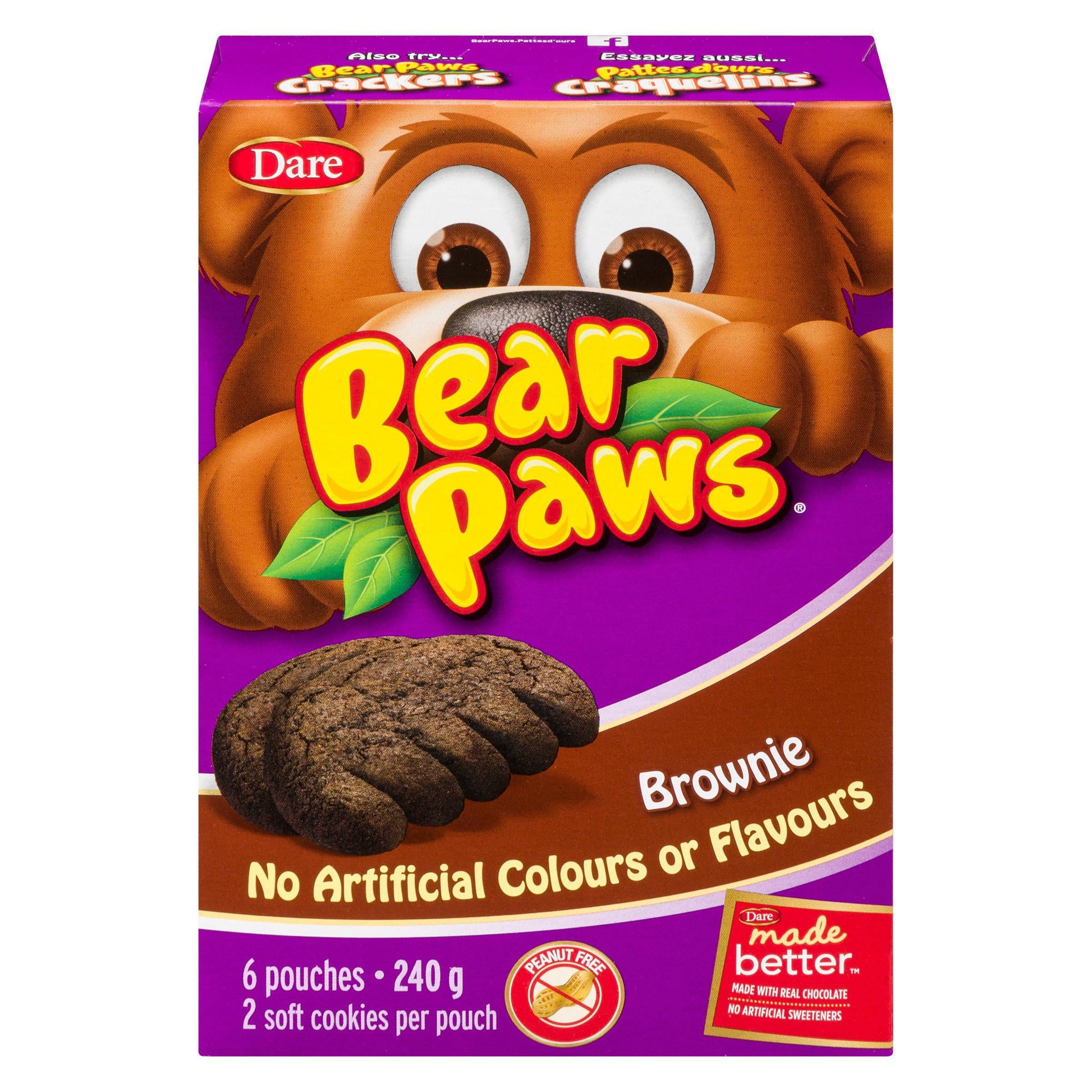 Dare Bear Paws Cookies, Brownie, 240g