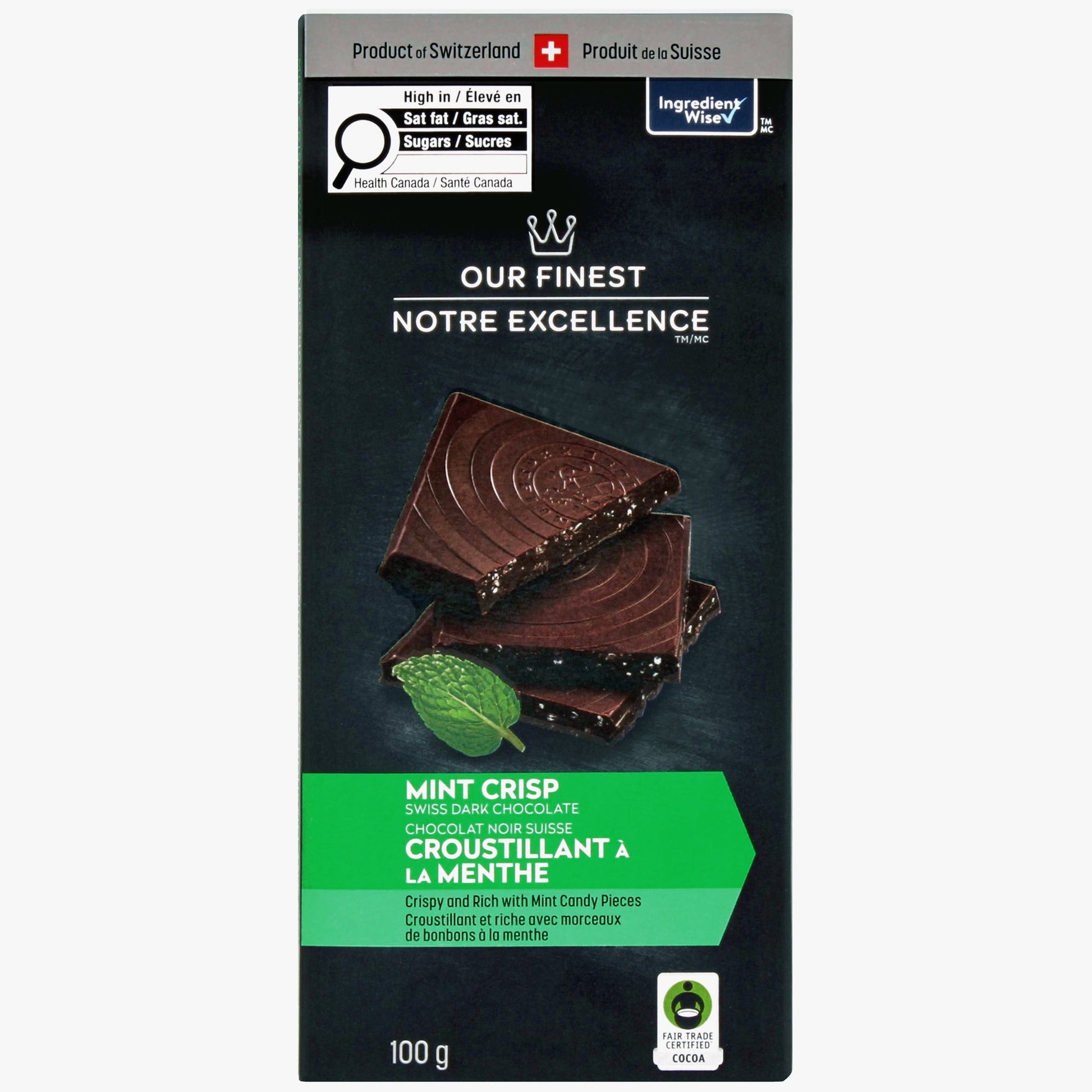 Our Finest Mint Crisp Swiss Dark Chocolate, 100g