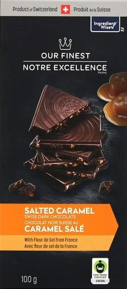 Our Finest Salted Caramel Swiss Dark Chocolate, 100g