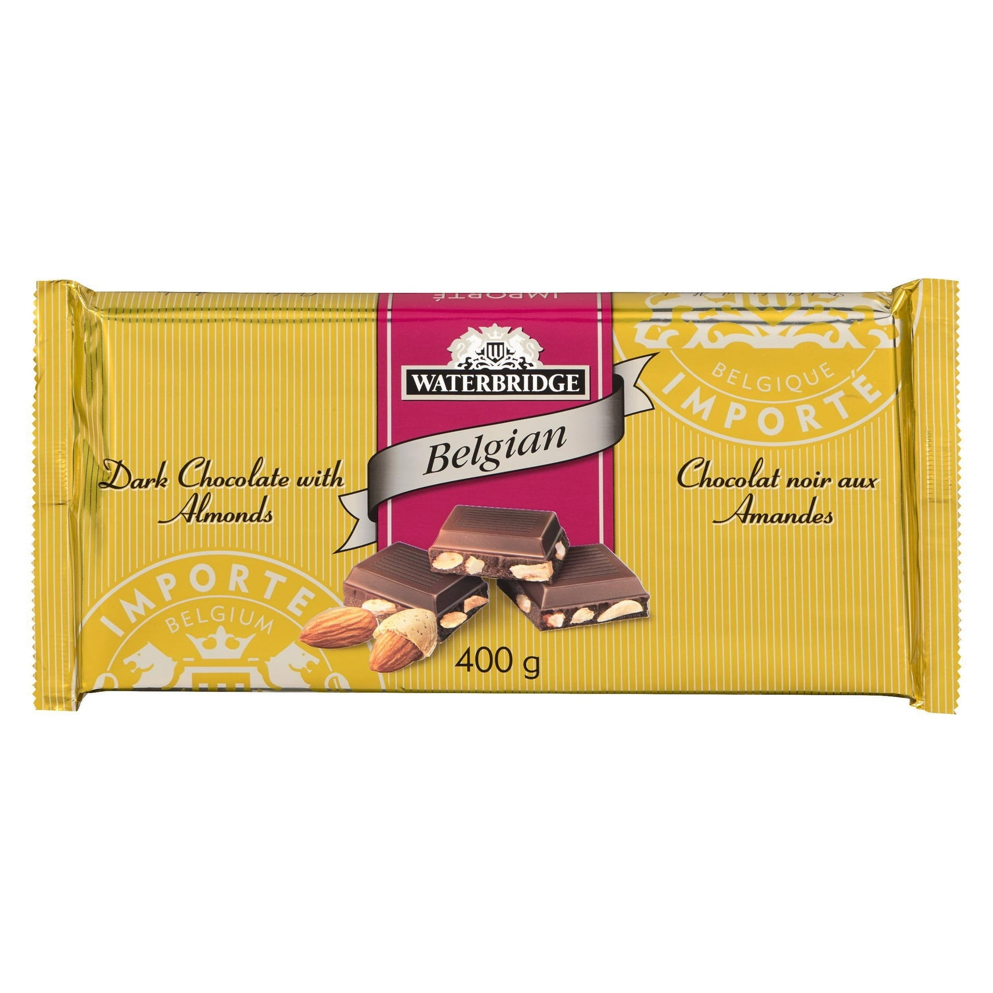 Waterbridge Chocolate Bar, Dark Chocolate with Almonds, 400g
