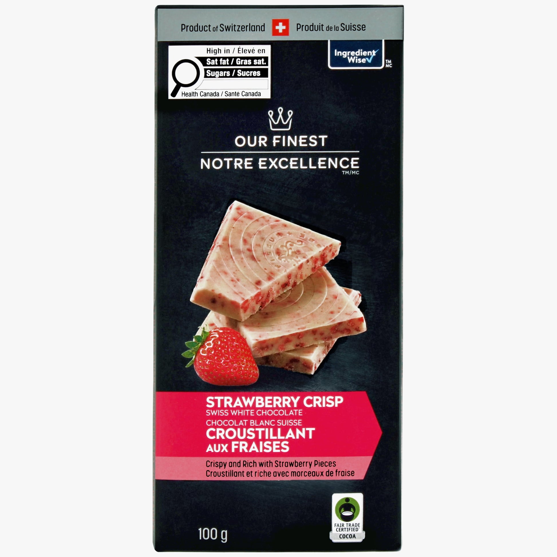 Our Finest Strawberry Crisp Swiss White Chocolate, 100g