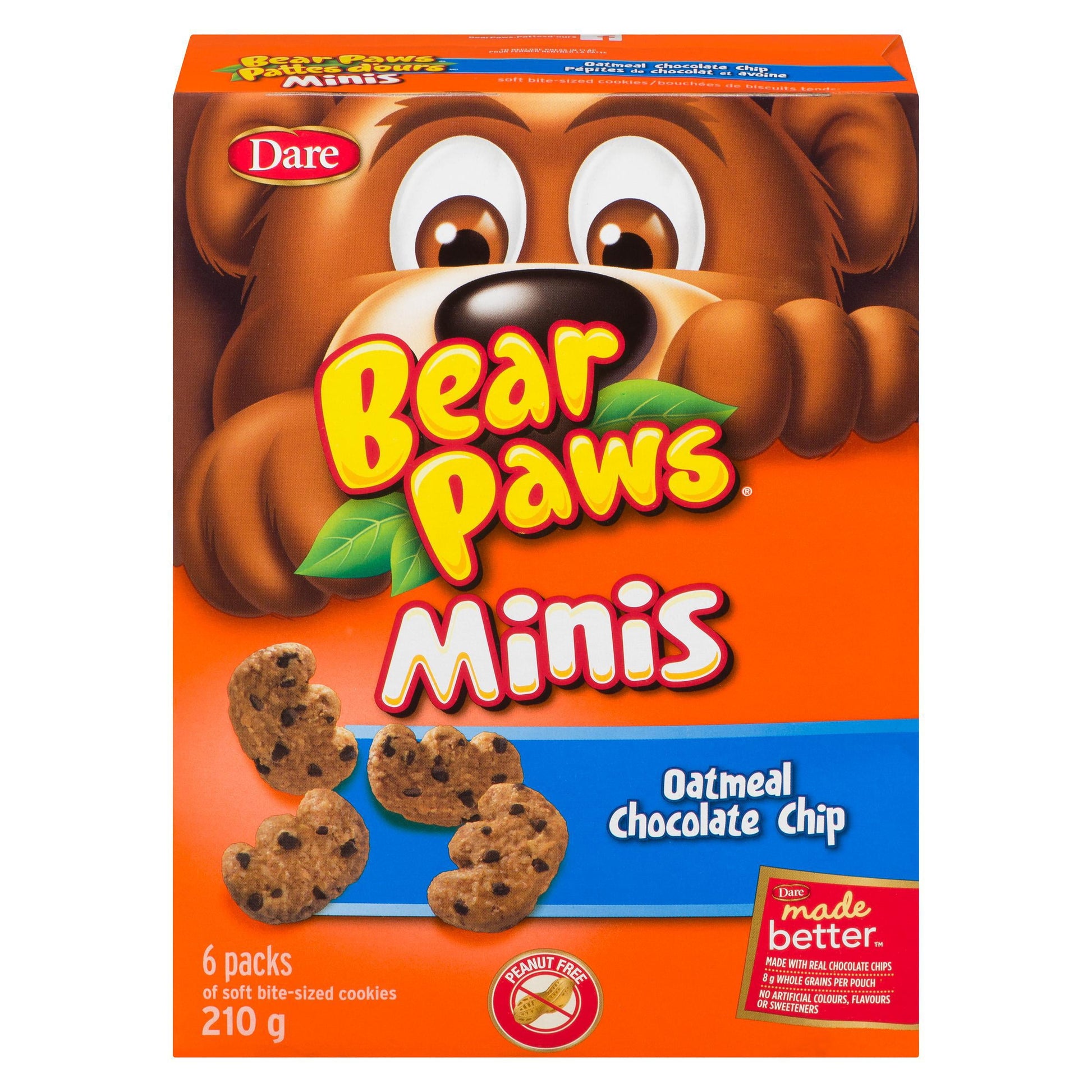 Dare Bear Paws Minis, Oatmeal Chocolate Chip, 210g