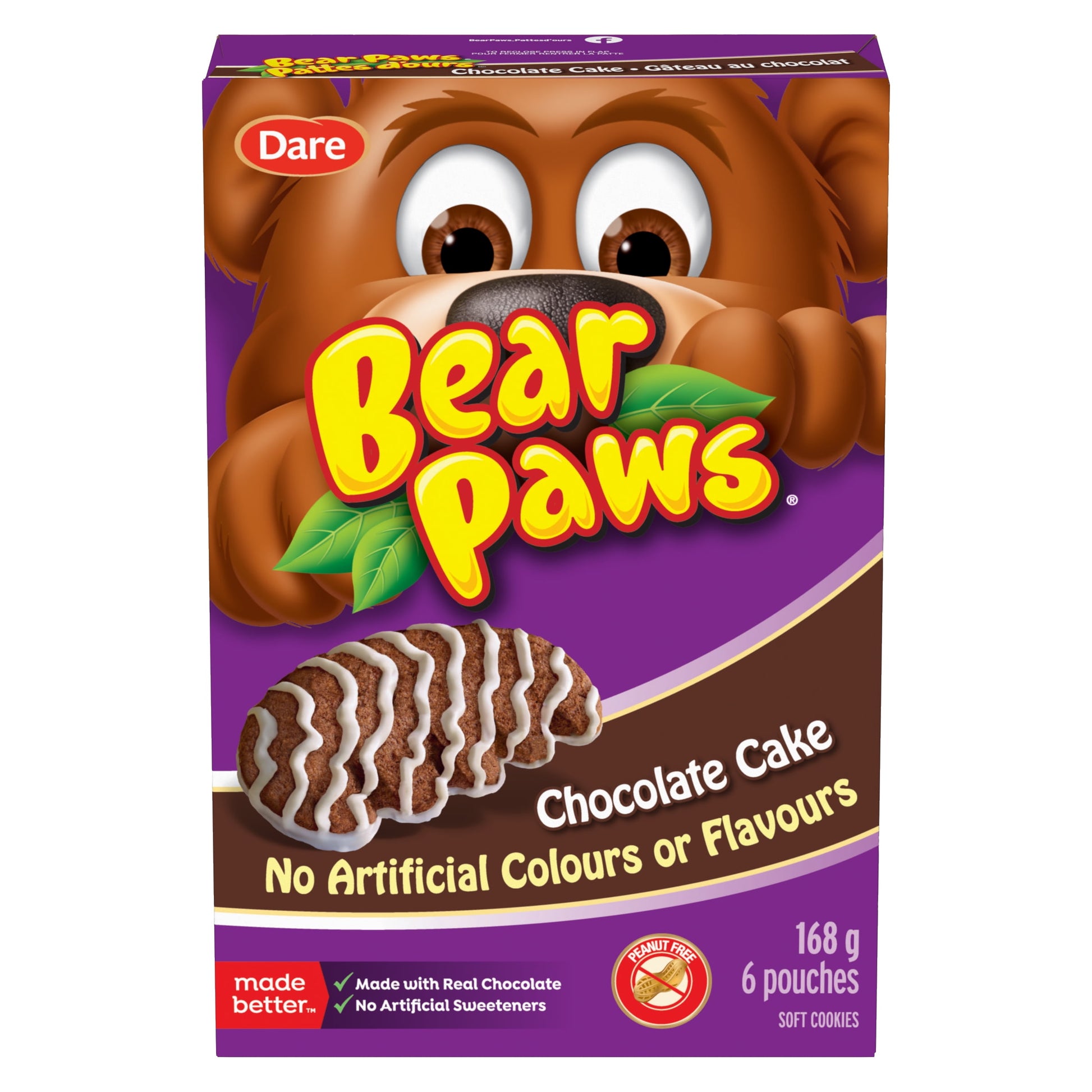 Dare Bear Paws Cookies, Chocolate Cake, 168g