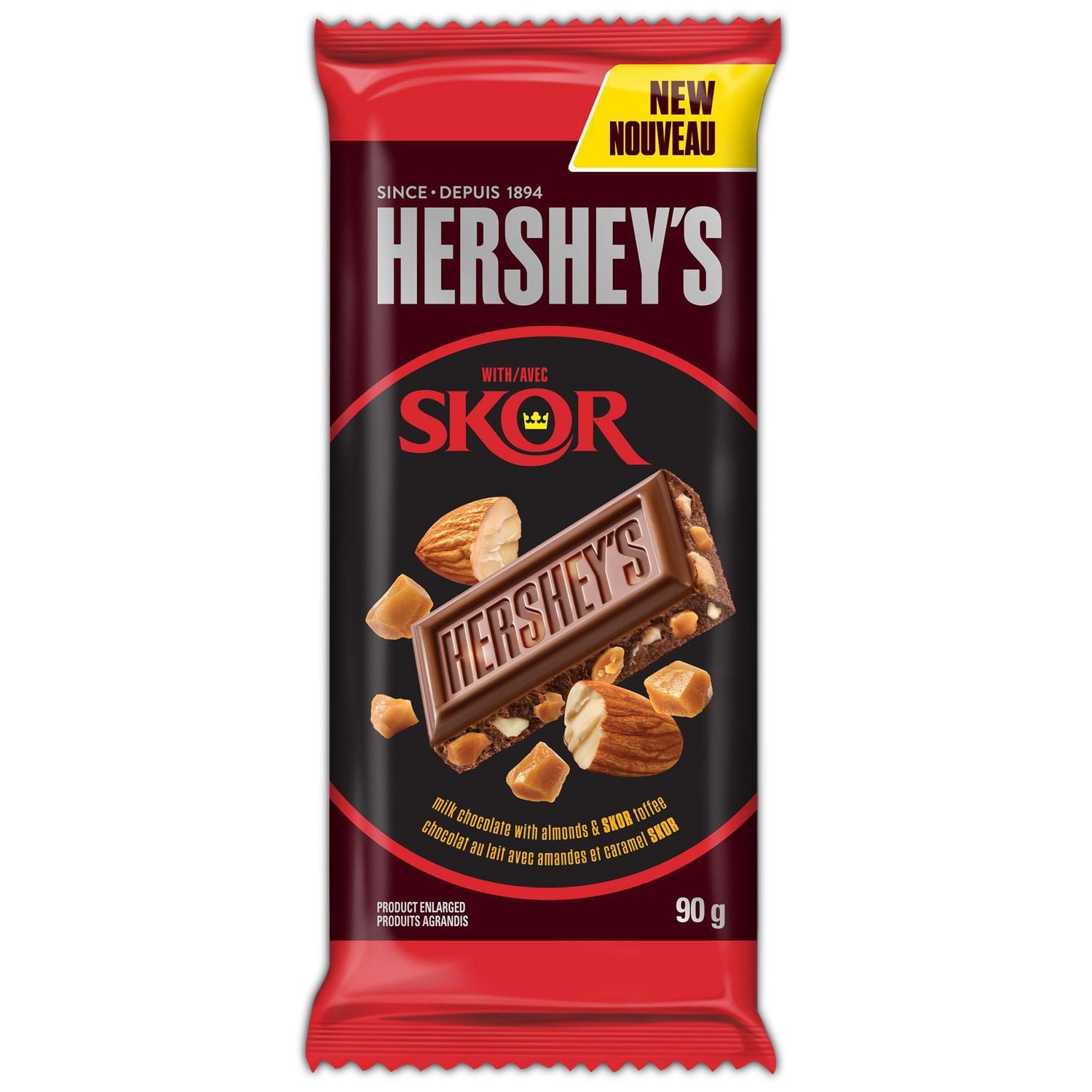 Hershey's Milk Chocolate Almond Bar with SKOR, 90g
