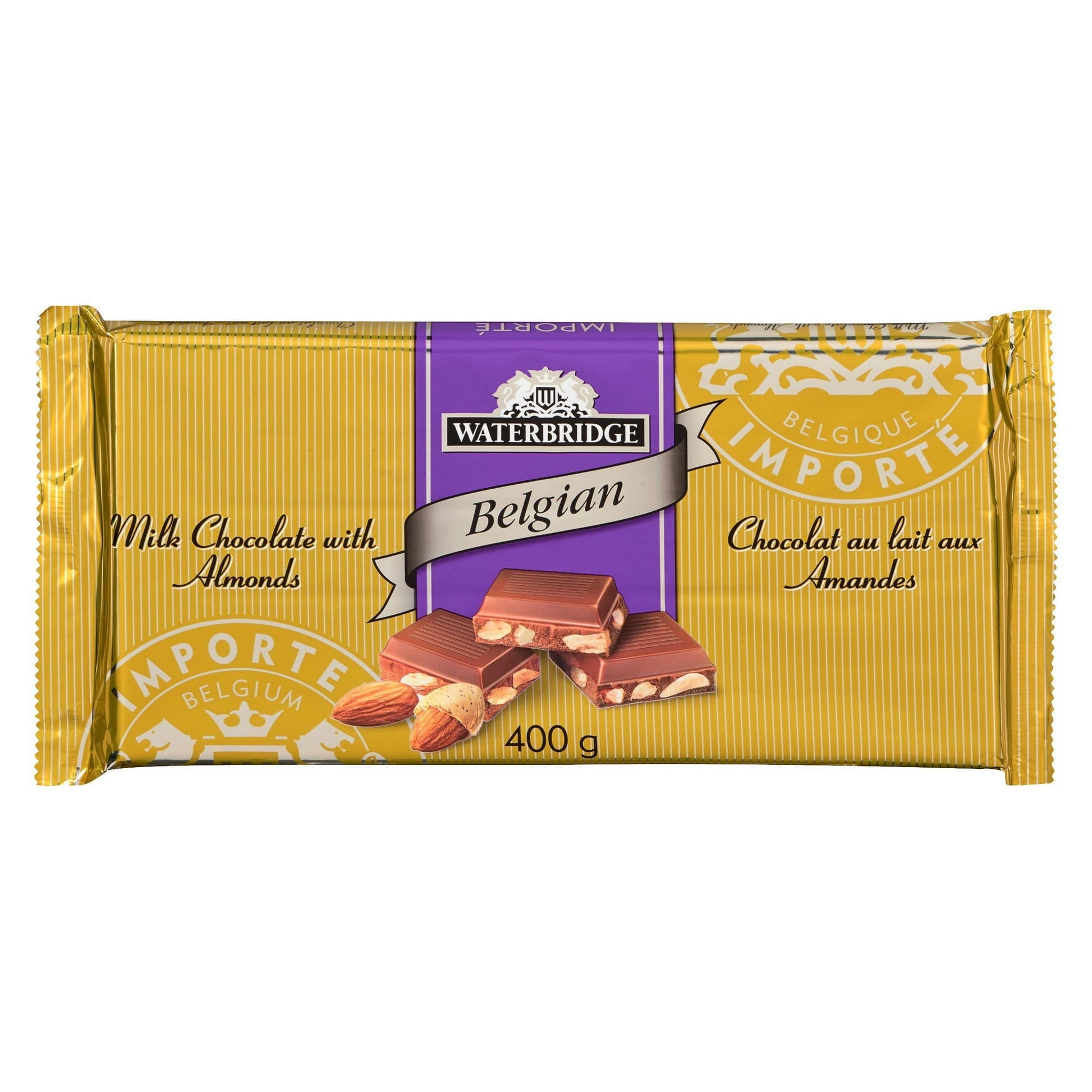 Waterbridge Chocolate Bar, Milk Chocolate with Almonds, 400g