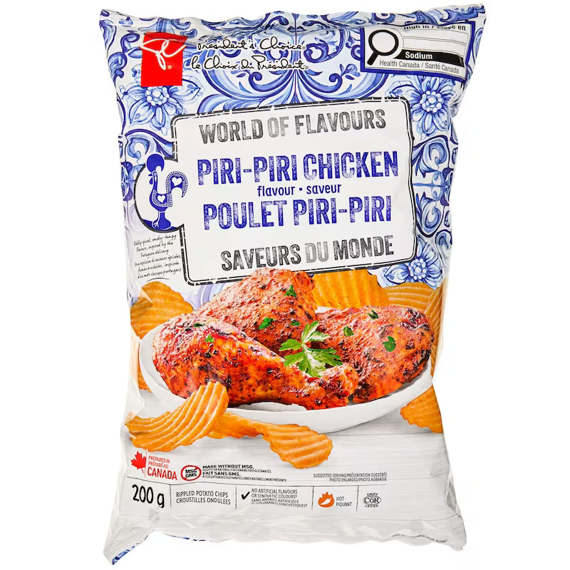President's Choice World of Flavors Piri-Piri Chicken Flavor Rippled Potato Chips, 200g